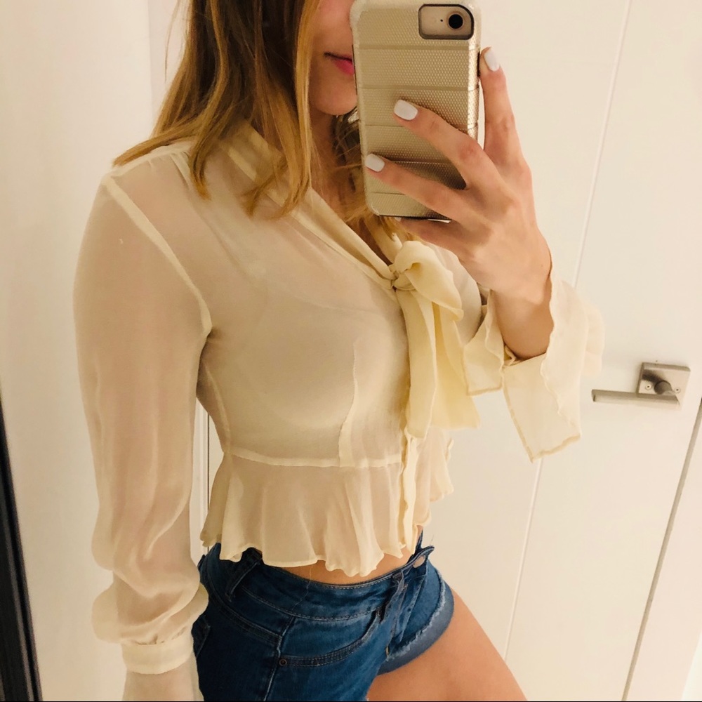 Sheer Beige Crop Blouse